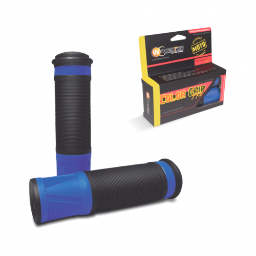 Manopla Color Grip Pro preta c/ azul - moto