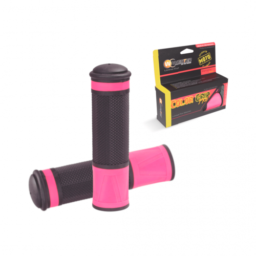 Manopla Modelo Color Grip Pro preta c/ rosa - moto - Adaptável p/ Biz 100 cc 98/05 / Biz 125 cc 06/18